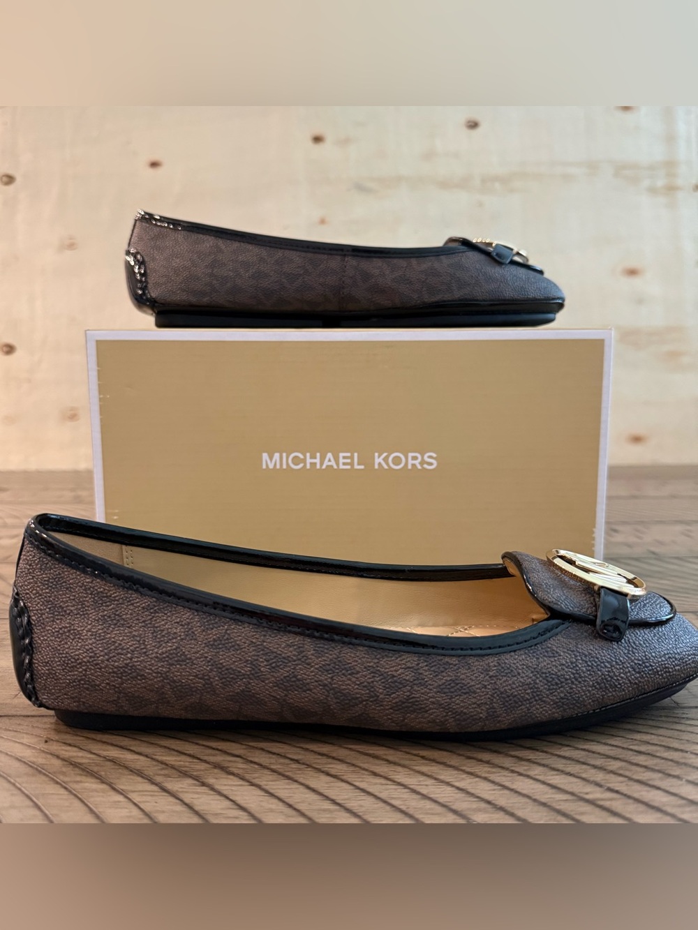 New Michael Kors Lillie Mix Flat Sandals Brown Size 8